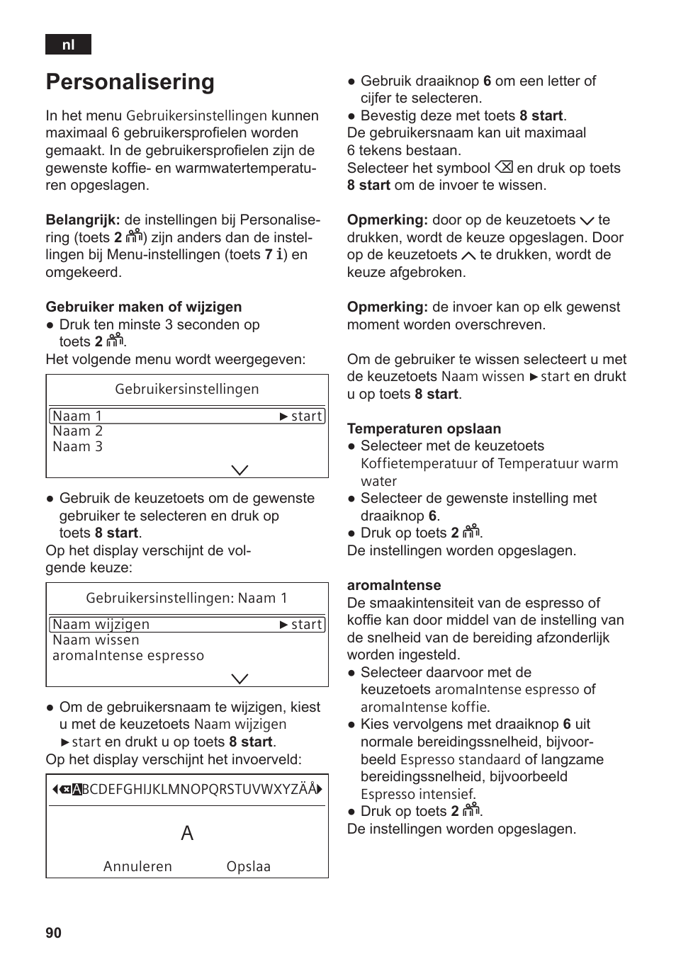 Personalisering | Siemens TE809F01DE User Manual | Page 94 / 144