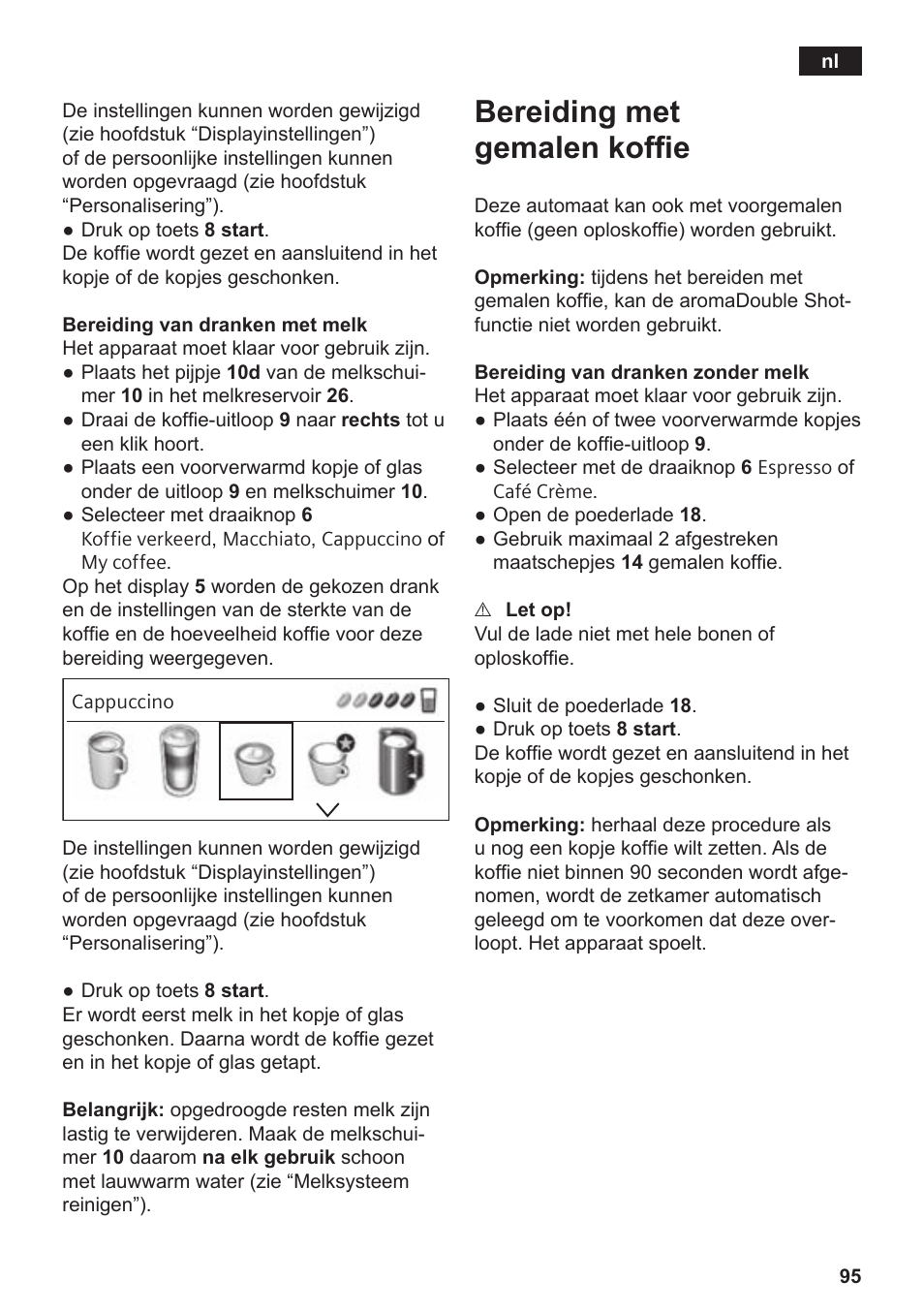 Bereiding met gemalen koffie | Siemens TE809F01DE User Manual | Page 99 / 144