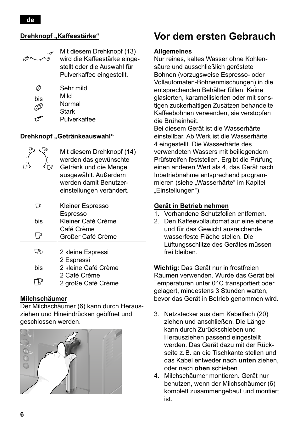 Vor dem ersten gebrauch | Siemens TE501501DE User Manual | Page 10 / 86