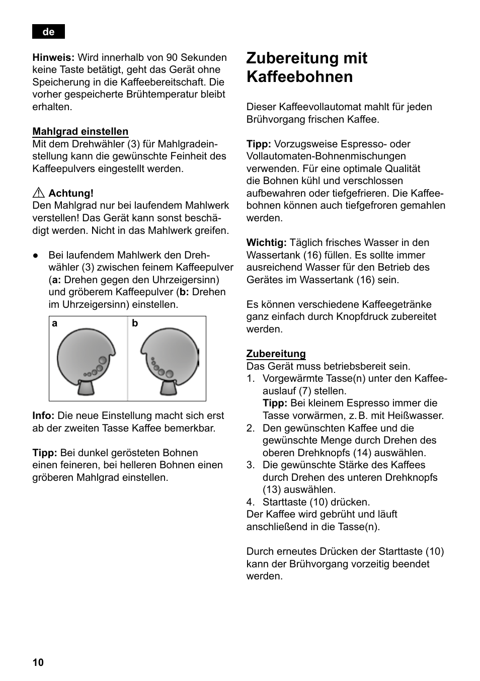 Zubereitung mit kaffeebohnen | Siemens TE501501DE User Manual | Page 14 / 86