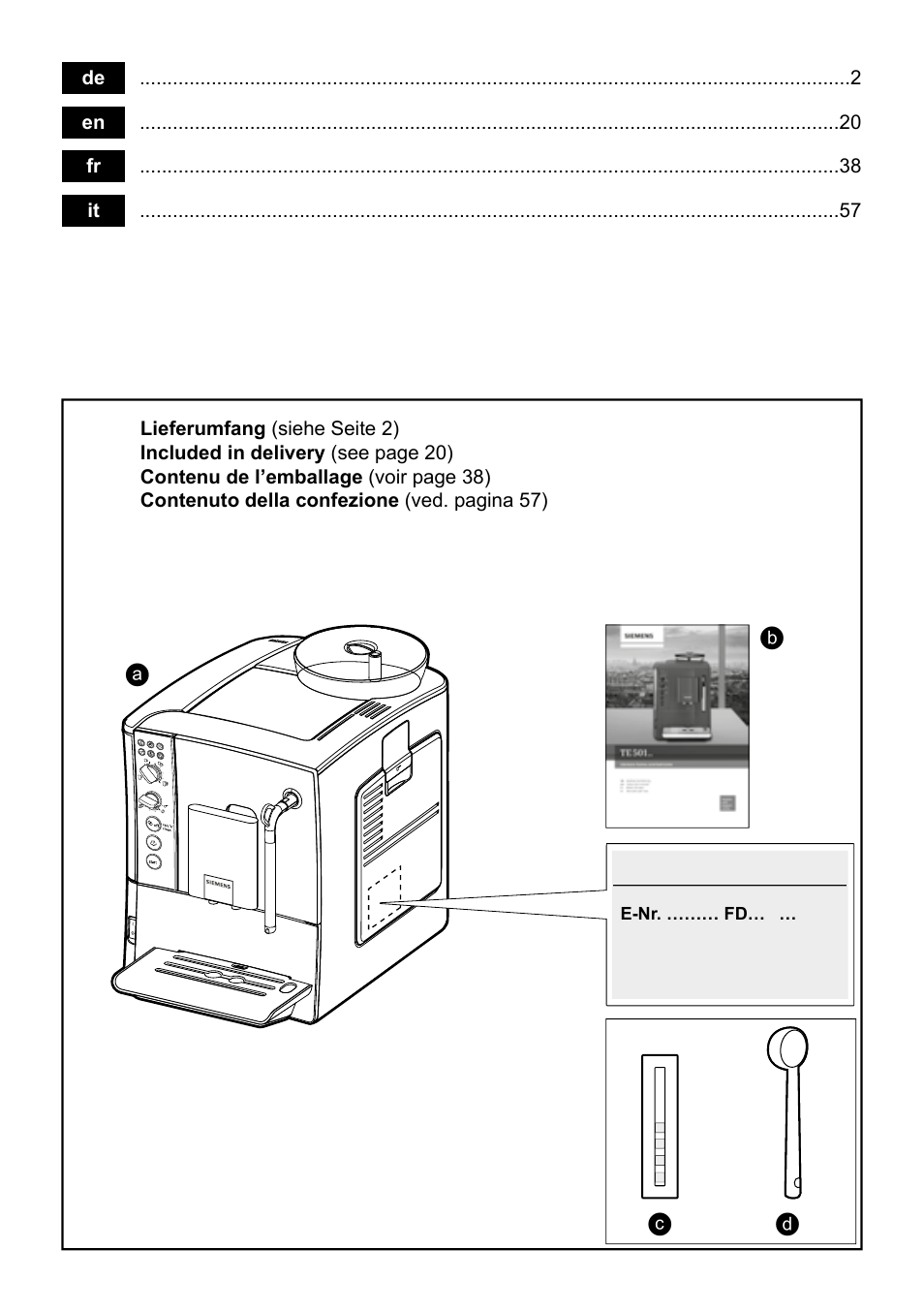 Ab c d | Siemens TE501501DE User Manual | Page 2 / 86