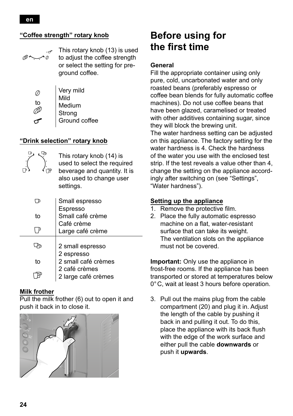 Before using for the first time | Siemens TE501501DE User Manual | Page 28 / 86