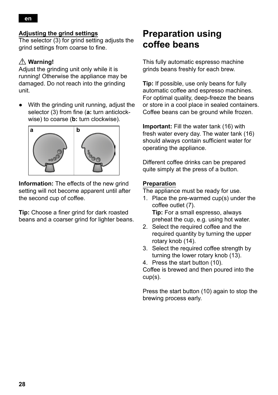 Preparation using coffee beans | Siemens TE501501DE User Manual | Page 32 / 86