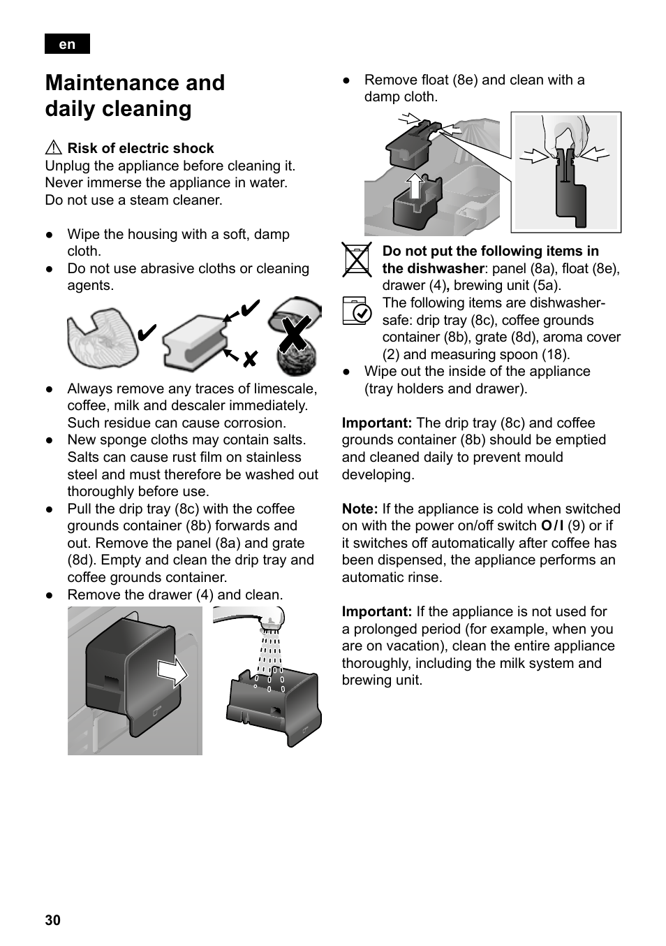 Maintenance and daily cleaning | Siemens TE501501DE User Manual | Page 34 / 86