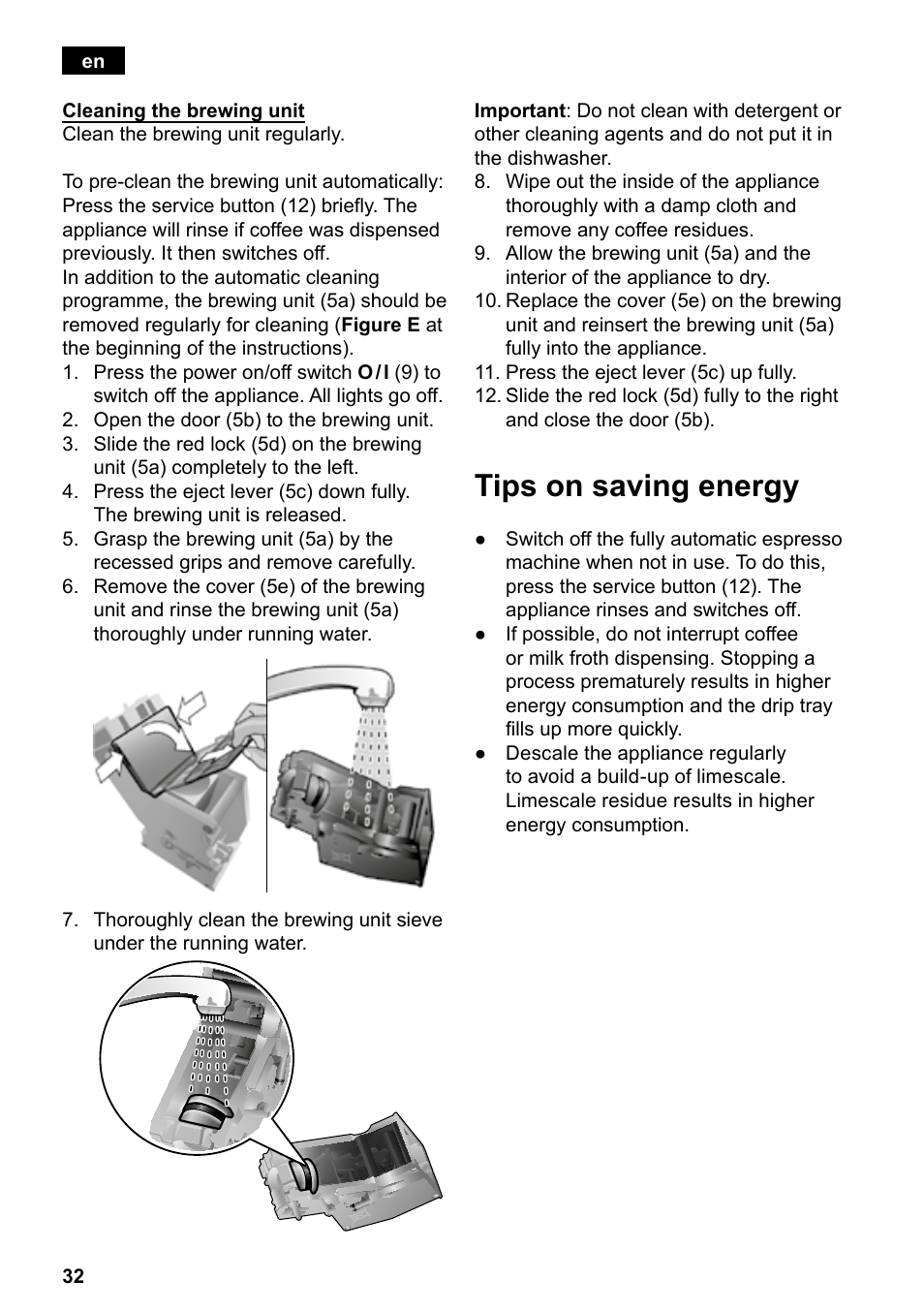 Tips on saving energy | Siemens TE501501DE User Manual | Page 36 / 86