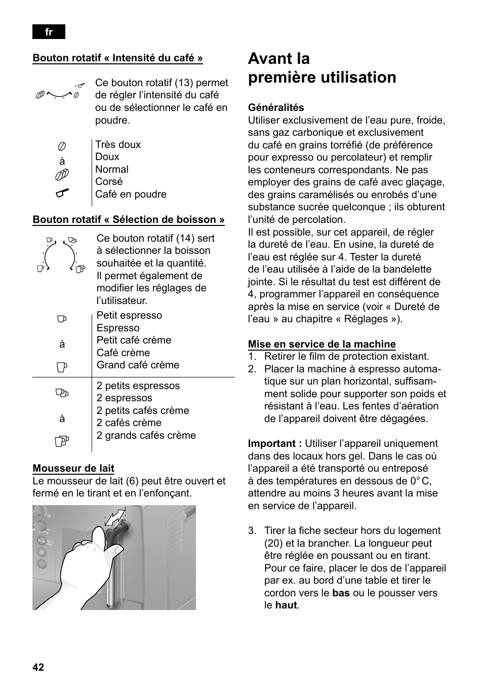 Avant la première utilisation | Siemens TE501501DE User Manual | Page 46 / 86