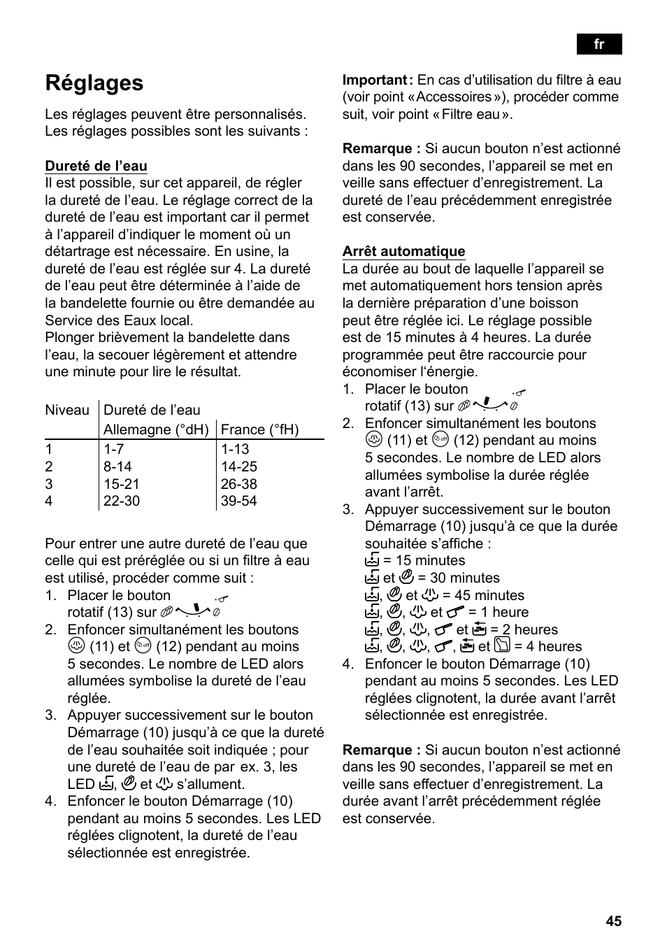 Réglages | Siemens TE501501DE User Manual | Page 49 / 86