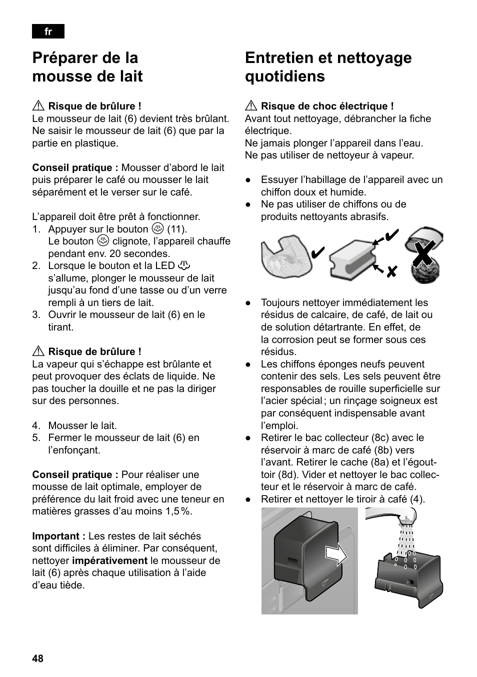 Préparer de la mousse de lait, Entretien et nettoyage quotidiens | Siemens TE501501DE User Manual | Page 52 / 86