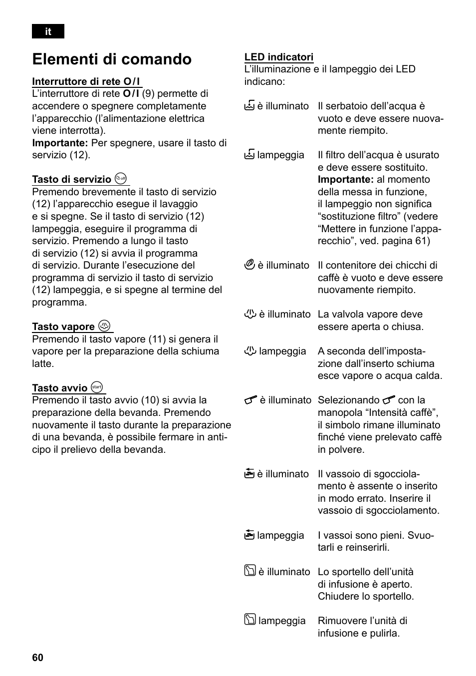 Elementi di comando | Siemens TE501501DE User Manual | Page 64 / 86