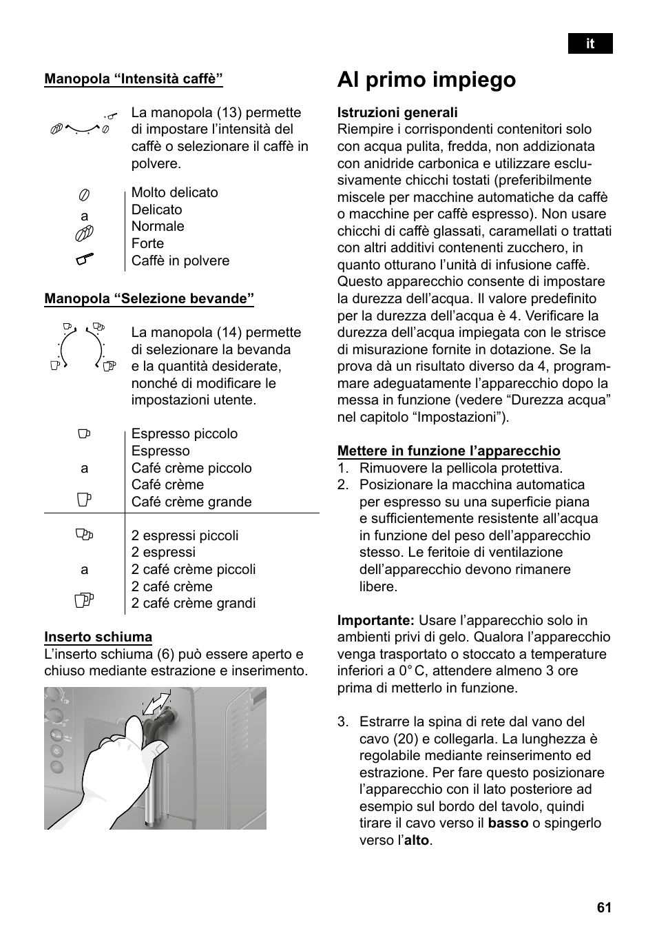 Al primo impiego | Siemens TE501501DE User Manual | Page 65 / 86