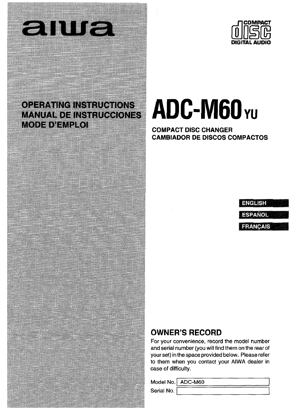 Aiwa ADC-M60 User Manual | 32 pages
