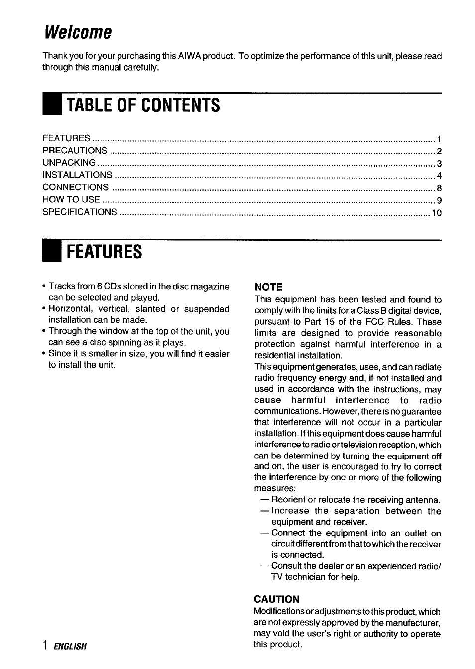 Aiwa ADC-M60 User Manual | Page 2 / 32