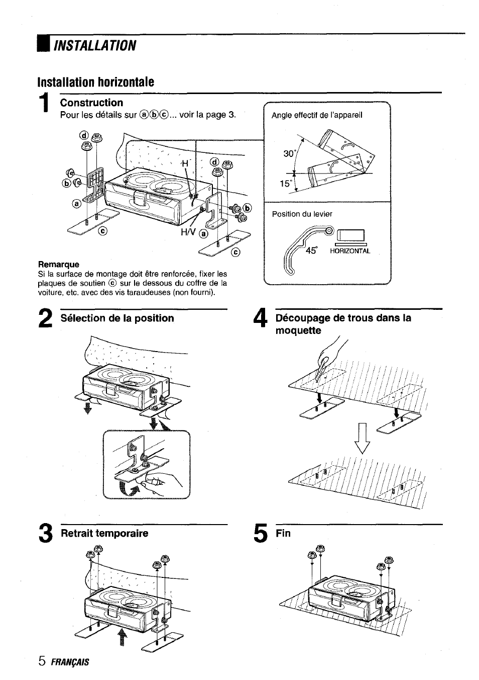 Installation installation horizontale | Aiwa ADC-M60 User Manual | Page 26 / 32