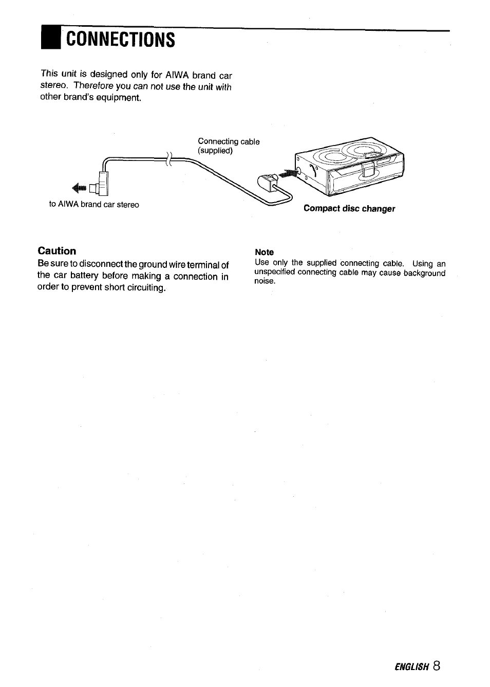 Connections, Caution | Aiwa ADC-M60 User Manual | Page 9 / 32