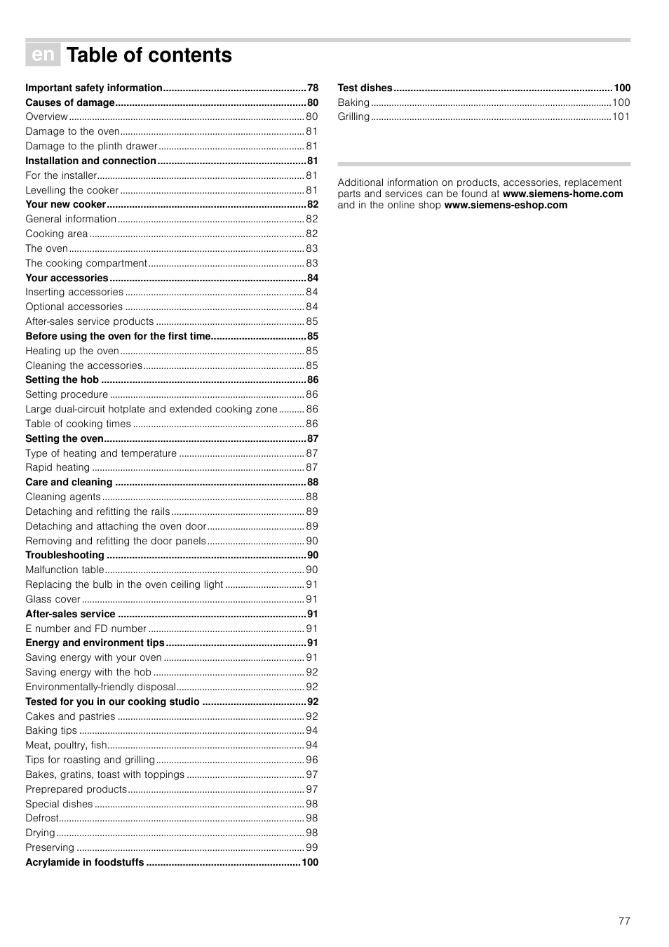 Siemens HC724220 User Manual | Page 77 / 104