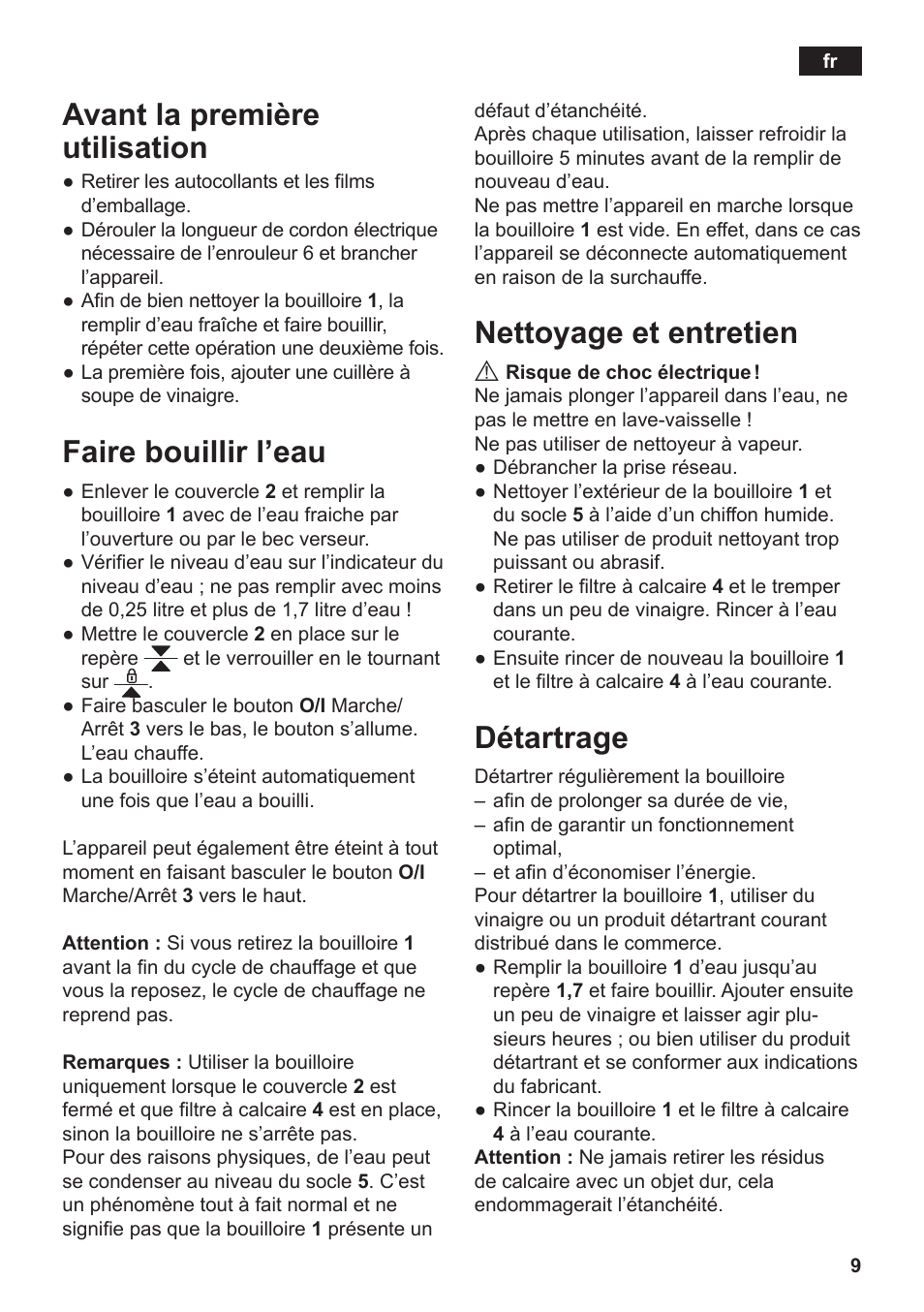 Nettoyage et entretien, Détartrage, Avant la première utilisation | Faire bouillir l’eau | Siemens TW3A0103 User Manual | Page 11 / 62