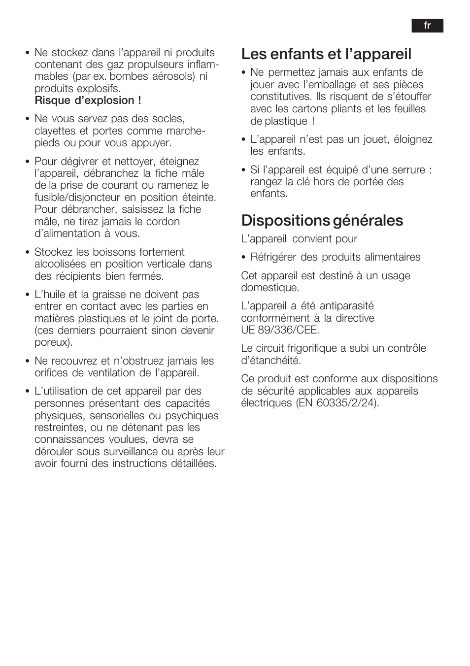 Les enfants et l'appareil, Dispositions générales | Siemens KF18RA60 User Manual | Page 27 / 64