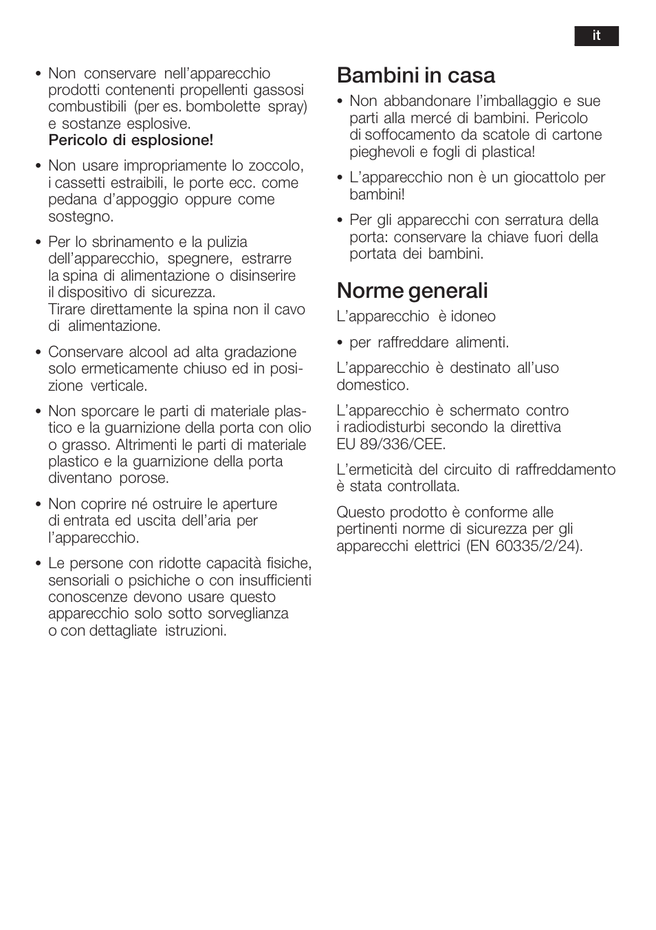 Bambini in casa, Norme generali | Siemens KF18RA60 User Manual | Page 39 / 64