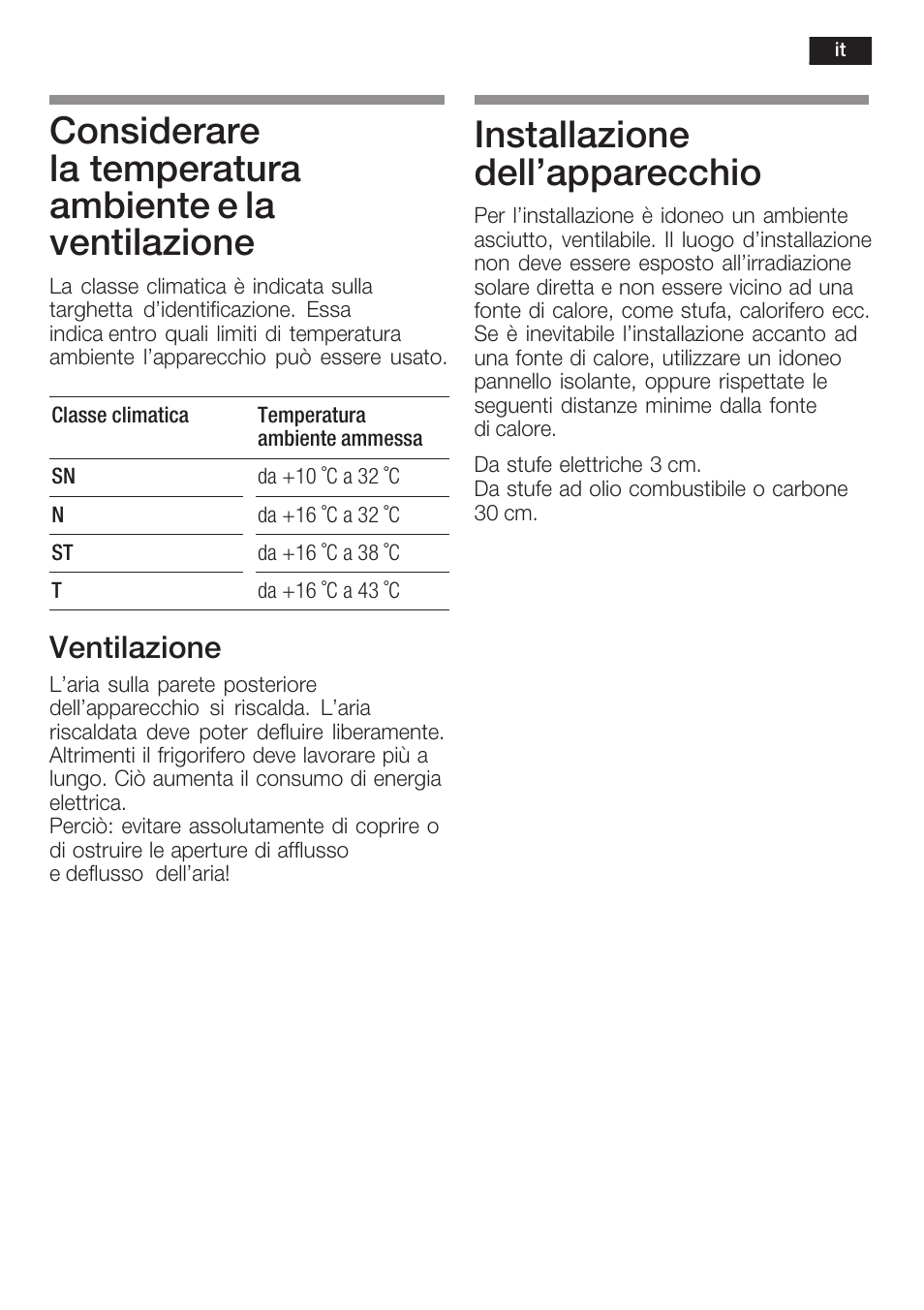 Installazione dell'apparecchio, Ventilazione | Siemens KF18RA60 User Manual | Page 41 / 64