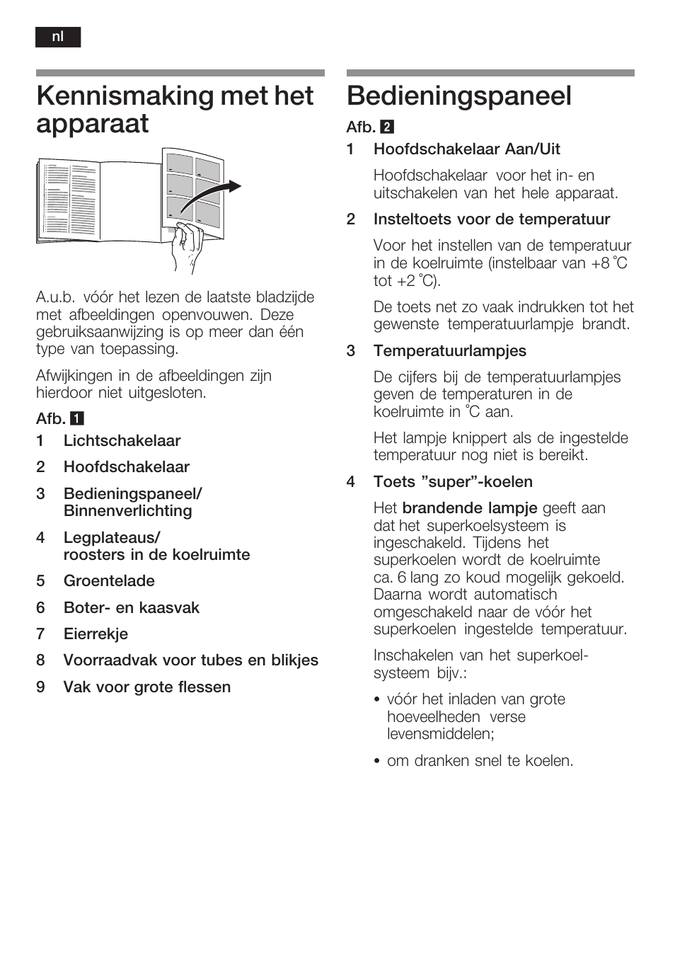Kennismaking met het apparaat, Bedieningspaneel | Siemens KF18RA60 User Manual | Page 52 / 64