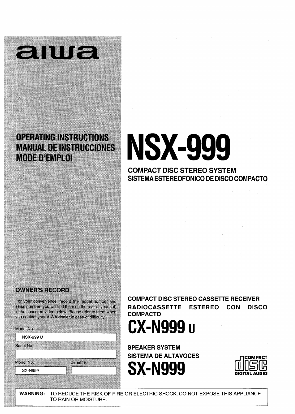 Aiwa NSX-999 User Manual | 80 pages