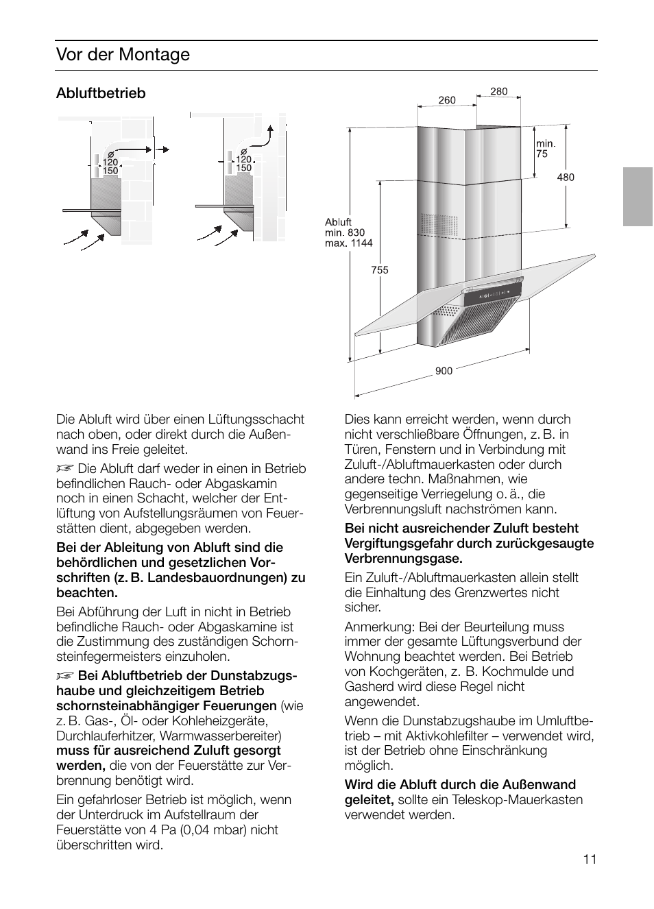 Vor der montage | Siemens LC955KA40 User Manual | Page 11 / 96