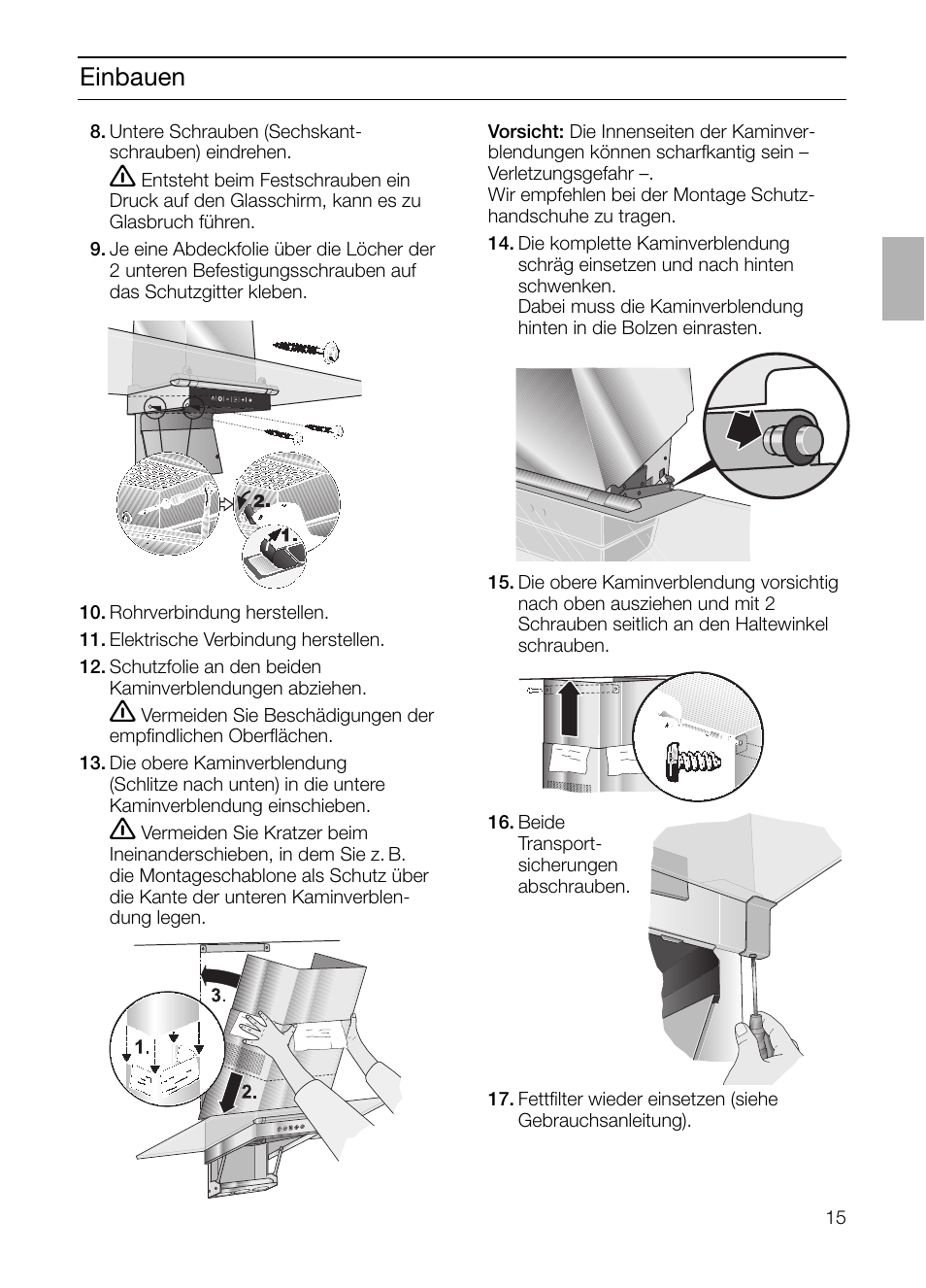 Einbauen | Siemens LC955KA40 User Manual | Page 15 / 96