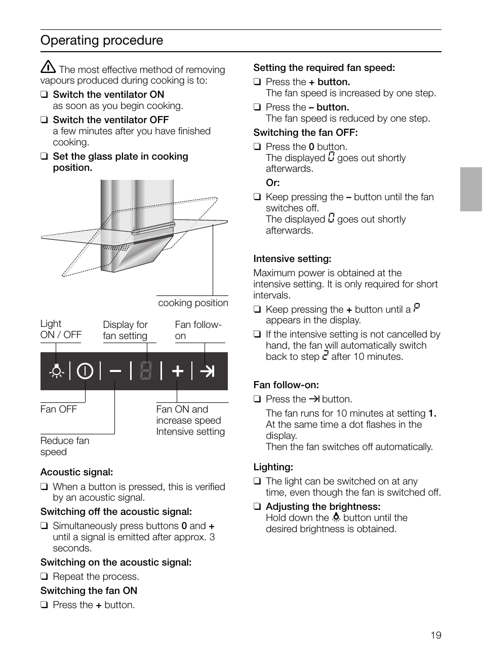 Operating procedure | Siemens LC955KA40 User Manual | Page 19 / 96