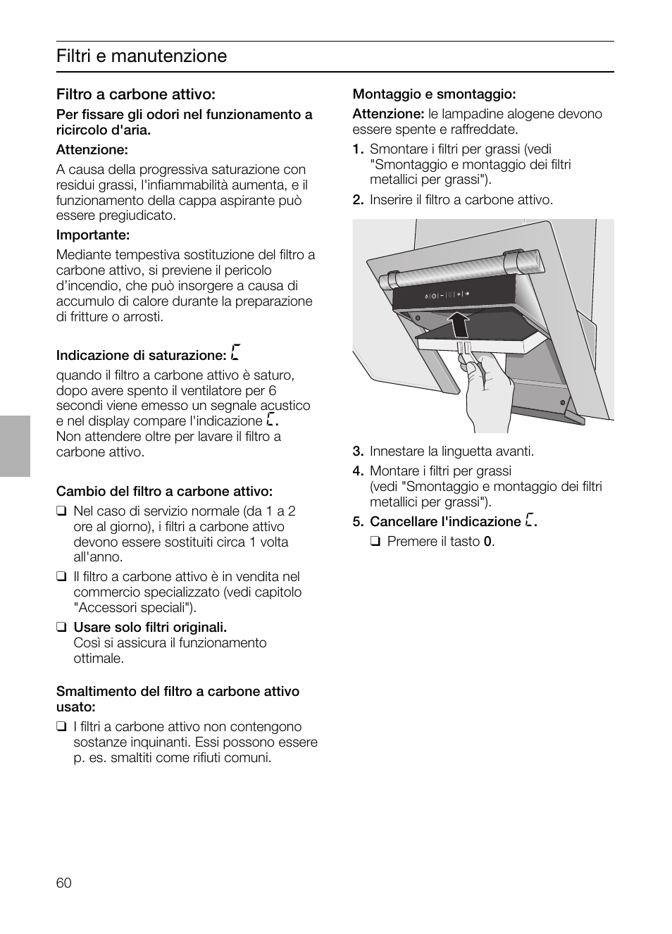 Filtri e manutenzione | Siemens LC955KA40 User Manual | Page 60 / 96