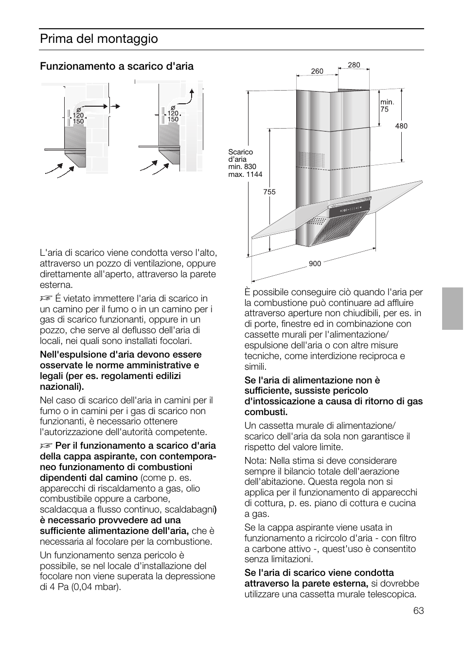 Prima del montaggio | Siemens LC955KA40 User Manual | Page 63 / 96