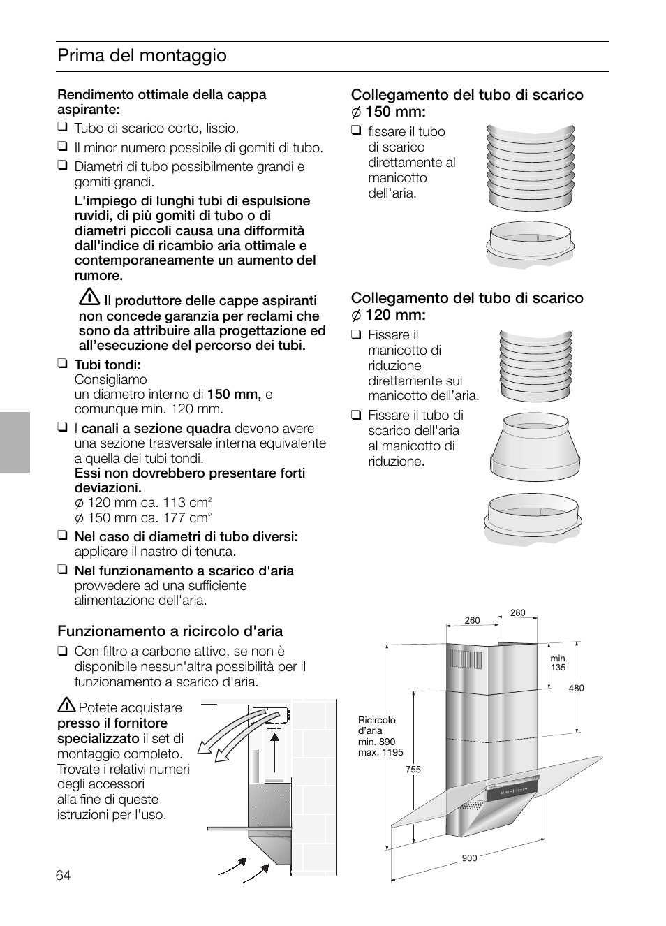 Prima del montaggio | Siemens LC955KA40 User Manual | Page 64 / 96