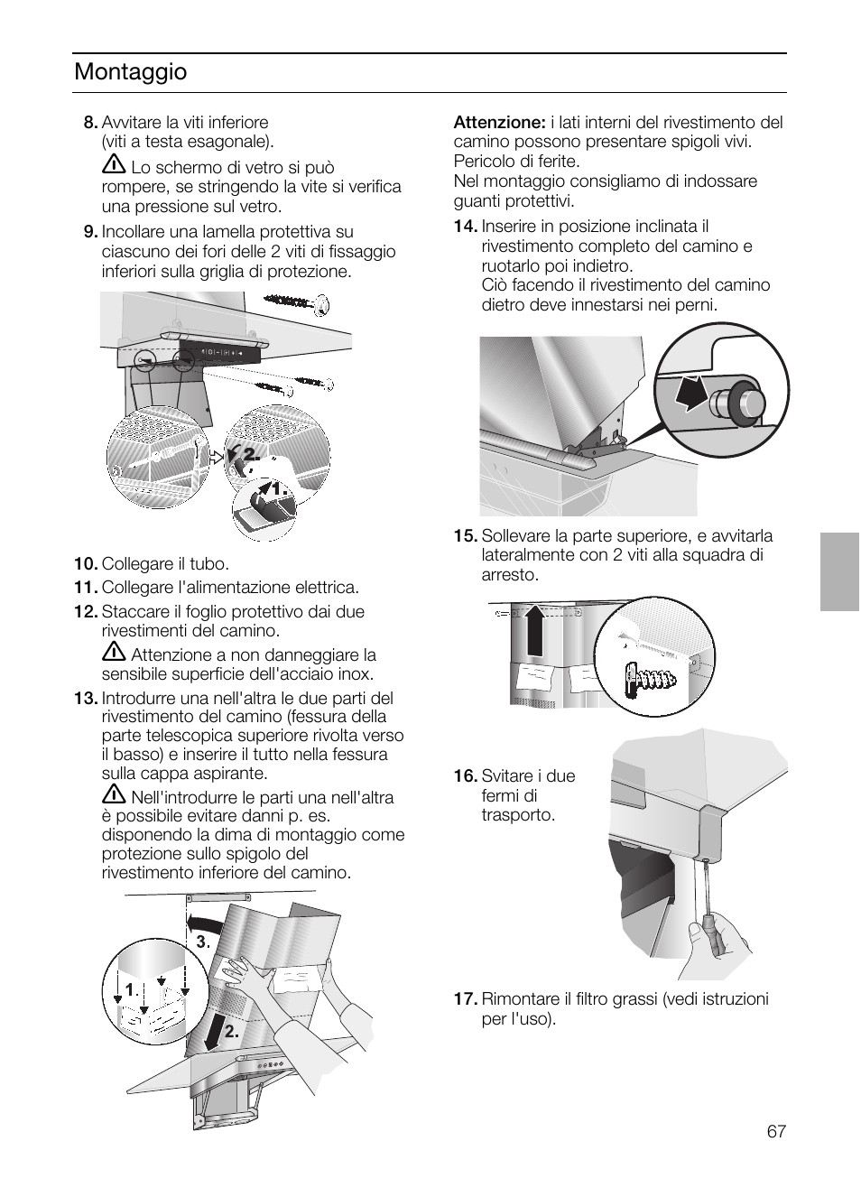 Montaggio | Siemens LC955KA40 User Manual | Page 67 / 96