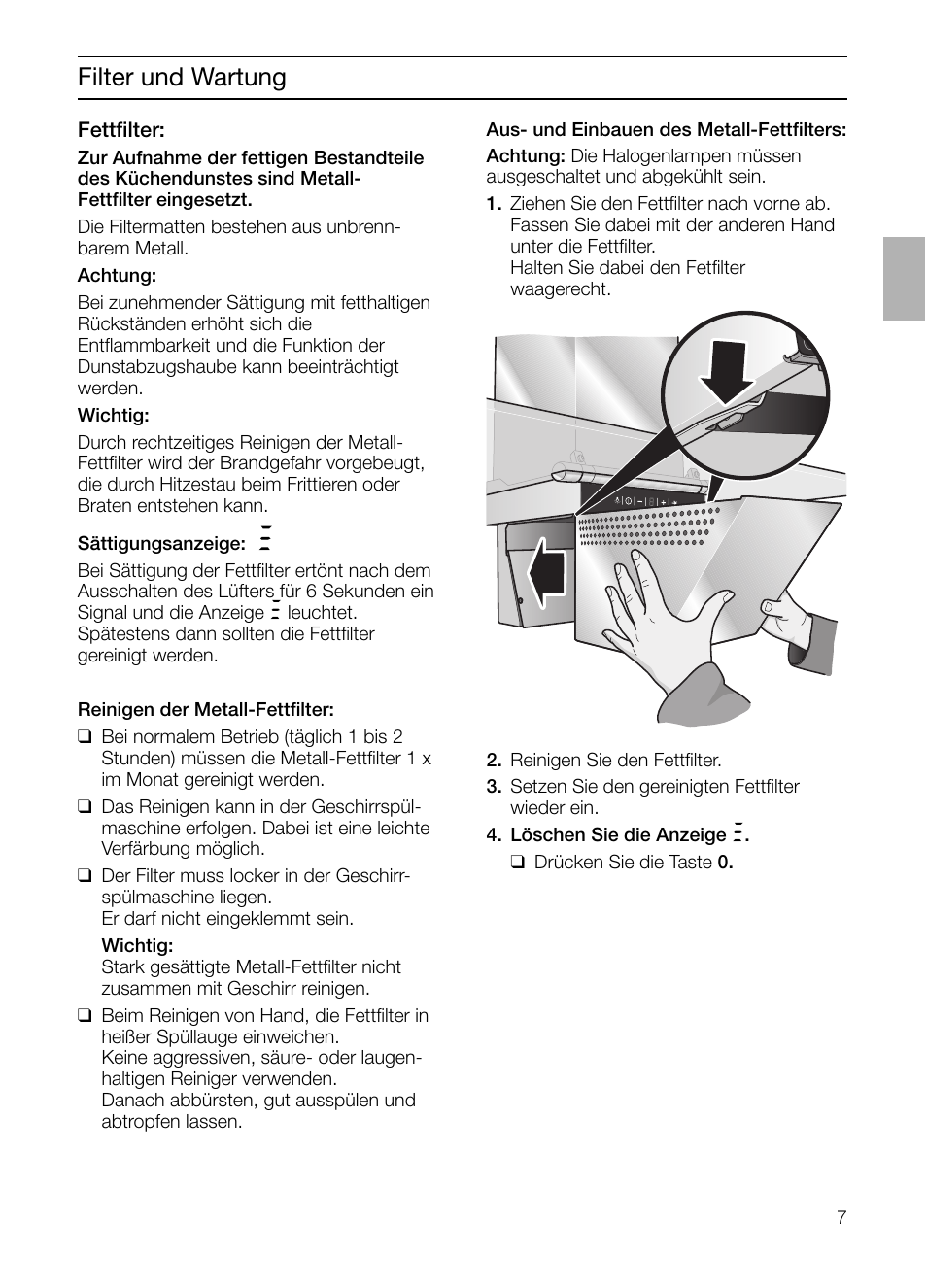 Filter und wartung | Siemens LC955KA40 User Manual | Page 7 / 96