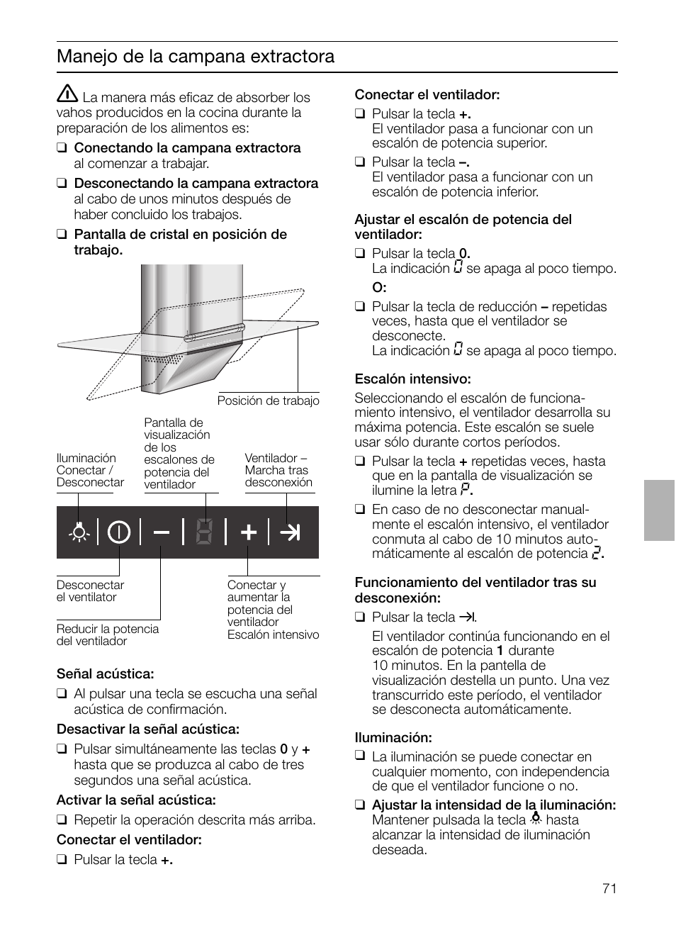 Manejo de la campana extractora | Siemens LC955KA40 User Manual | Page 71 / 96