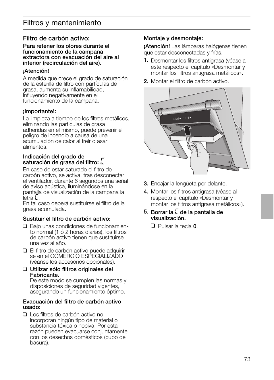 Filtros y mantenimiento | Siemens LC955KA40 User Manual | Page 73 / 96