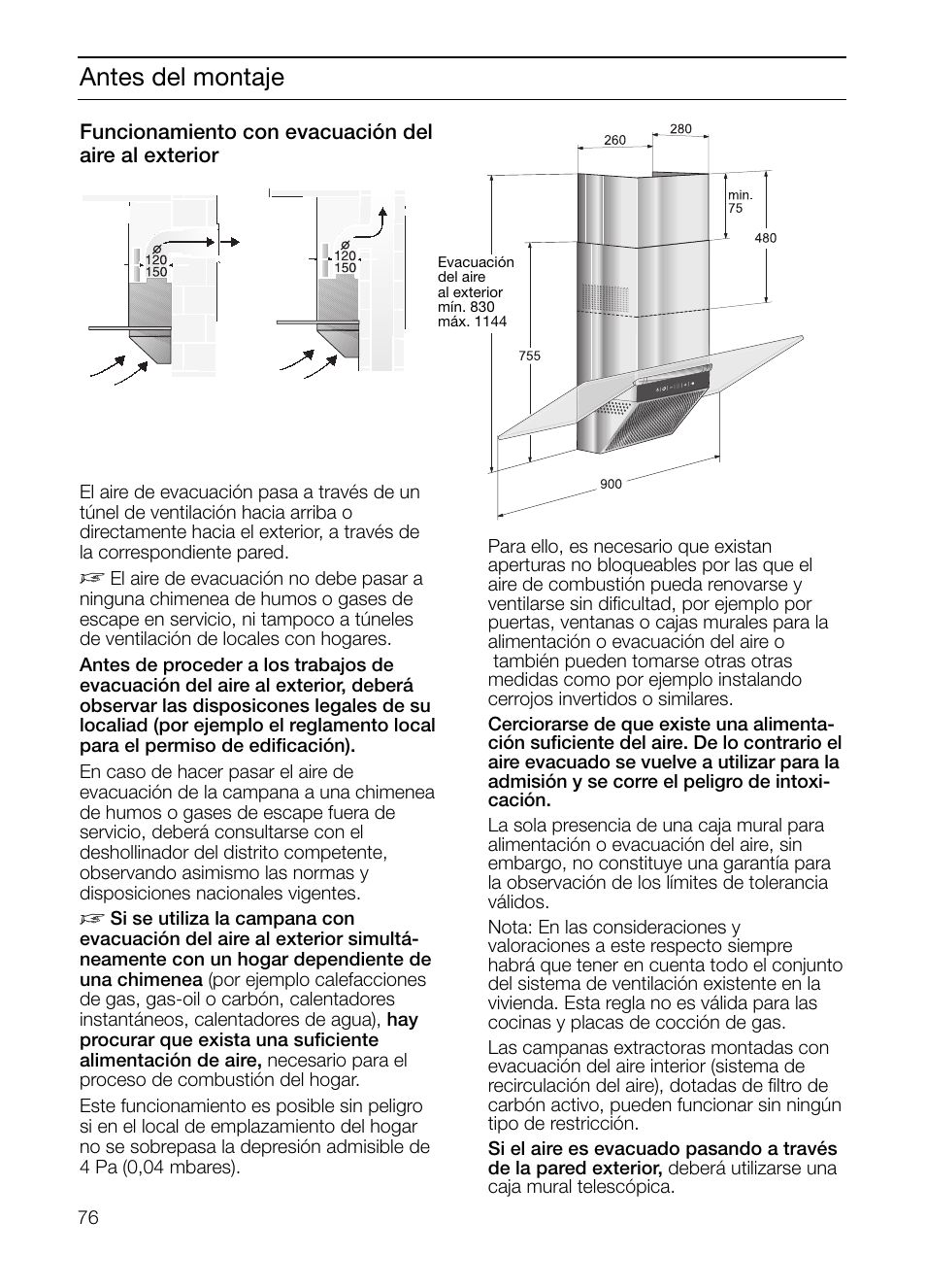 Antes del montaje | Siemens LC955KA40 User Manual | Page 76 / 96