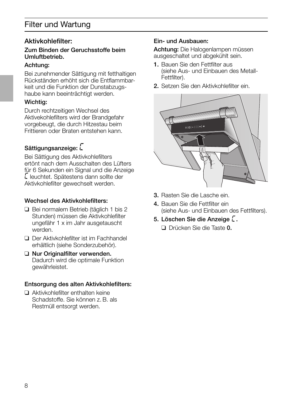 Filter und wartung | Siemens LC955KA40 User Manual | Page 8 / 96