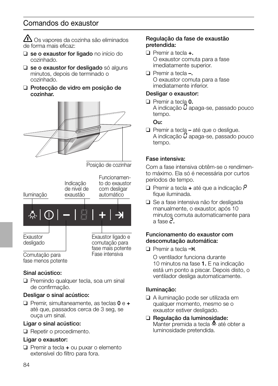 Comandos do exaustor | Siemens LC955KA40 User Manual | Page 84 / 96