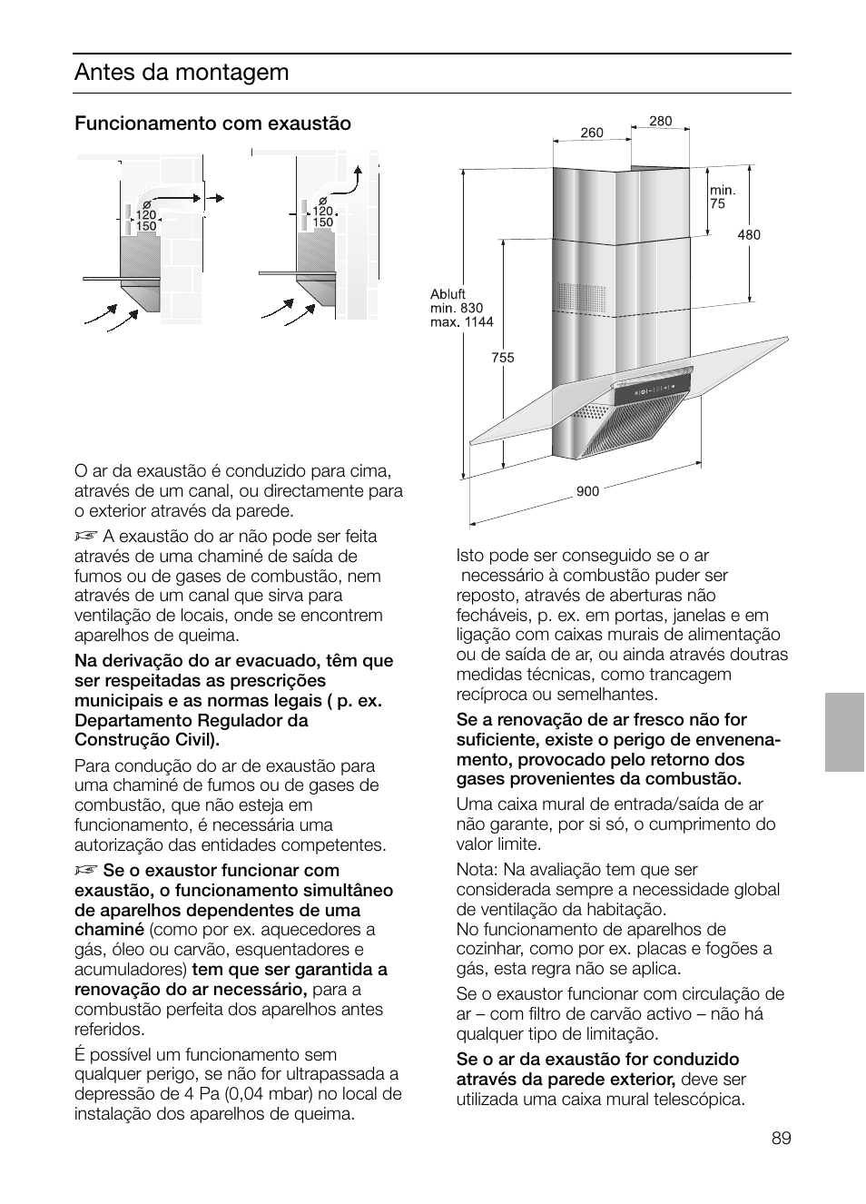 Antes da montagem | Siemens LC955KA40 User Manual | Page 89 / 96