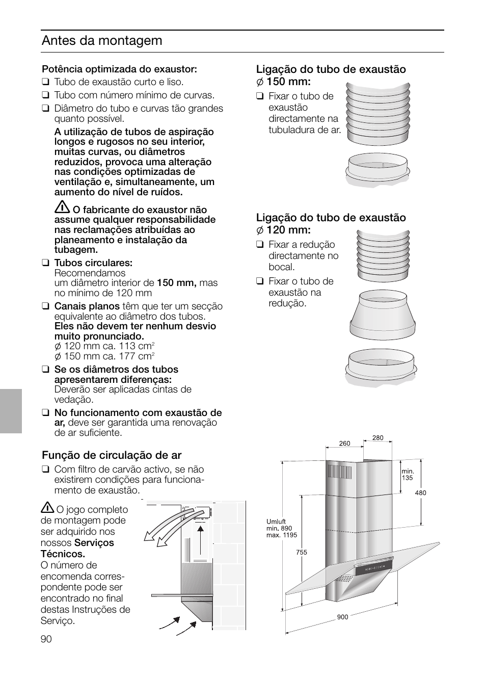 Antes da montagem | Siemens LC955KA40 User Manual | Page 90 / 96