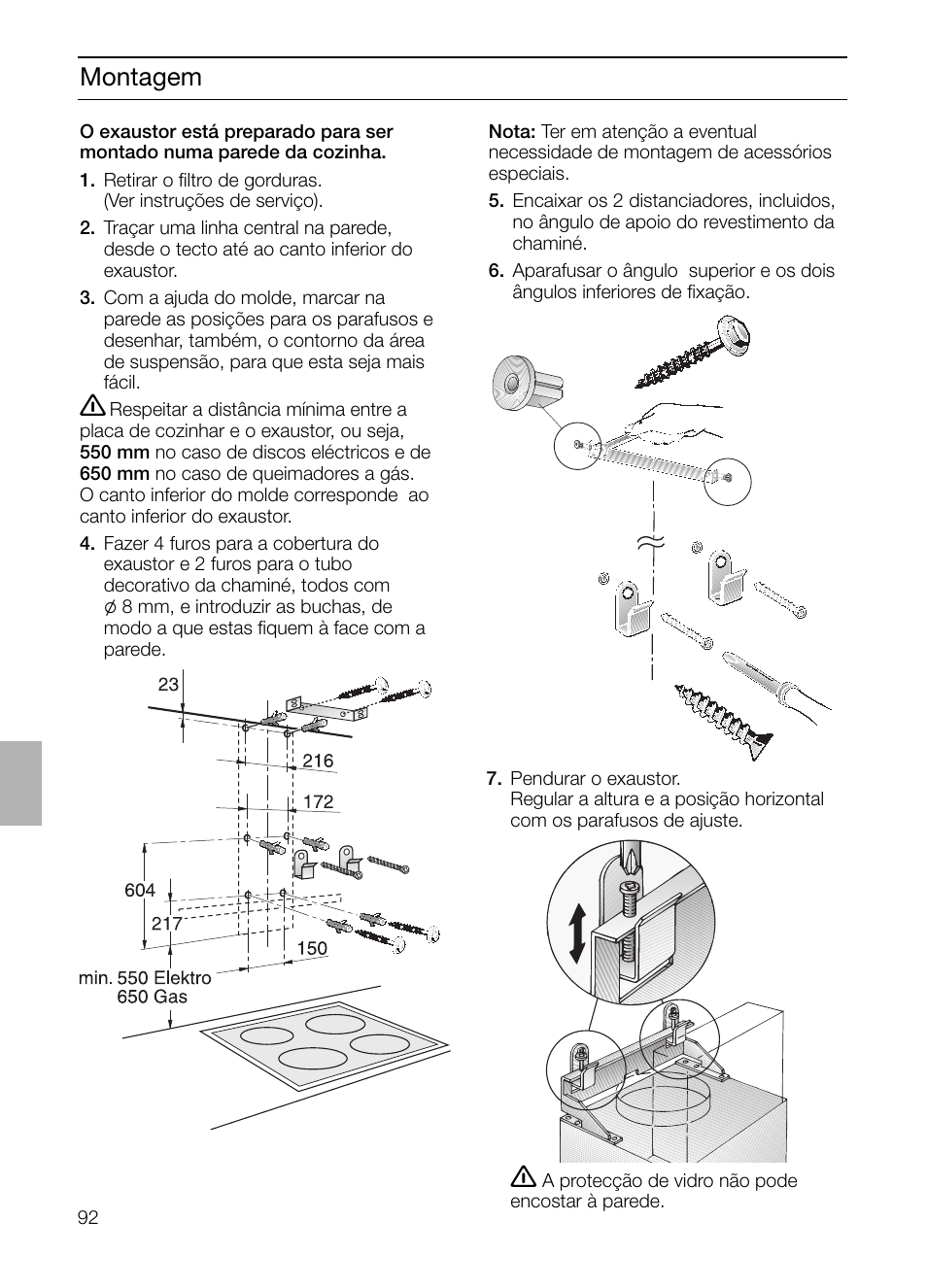 Montagem | Siemens LC955KA40 User Manual | Page 92 / 96