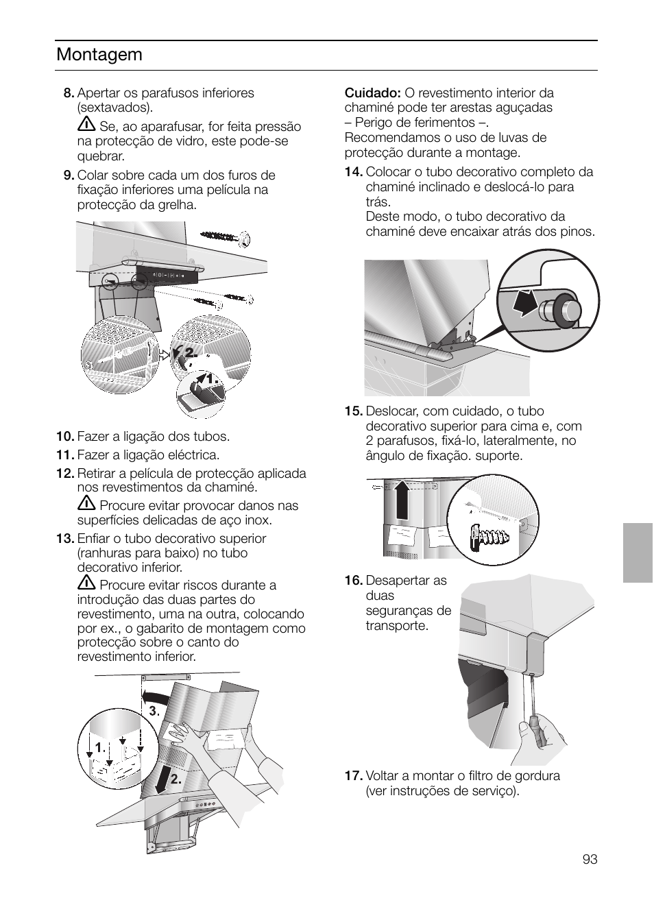 Montagem | Siemens LC955KA40 User Manual | Page 93 / 96