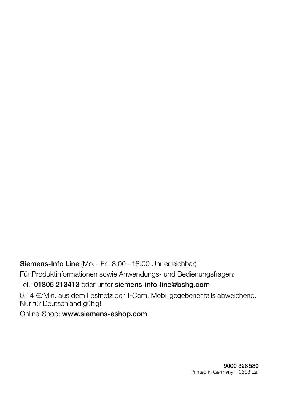 Siemens LC955KA40 User Manual | Page 96 / 96