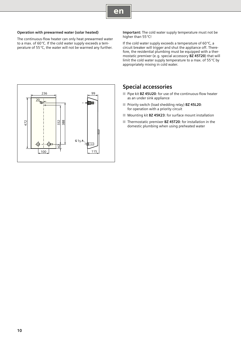 Special accessories | Siemens DE1821415 User Manual | Page 10 / 52