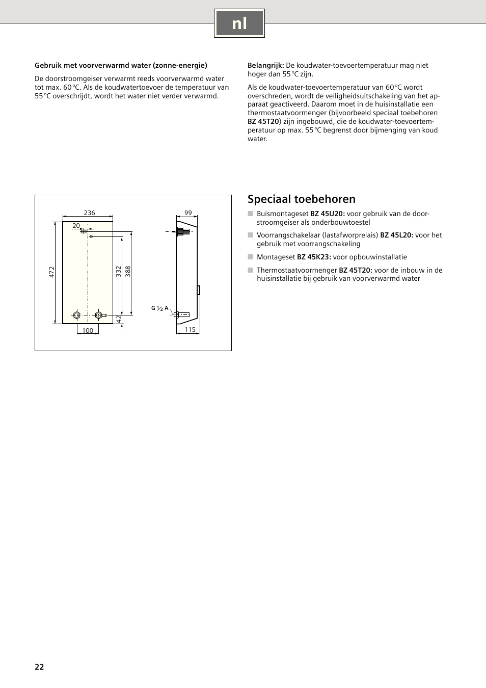 Speciaal toebehoren | Siemens DE1821415 User Manual | Page 22 / 52