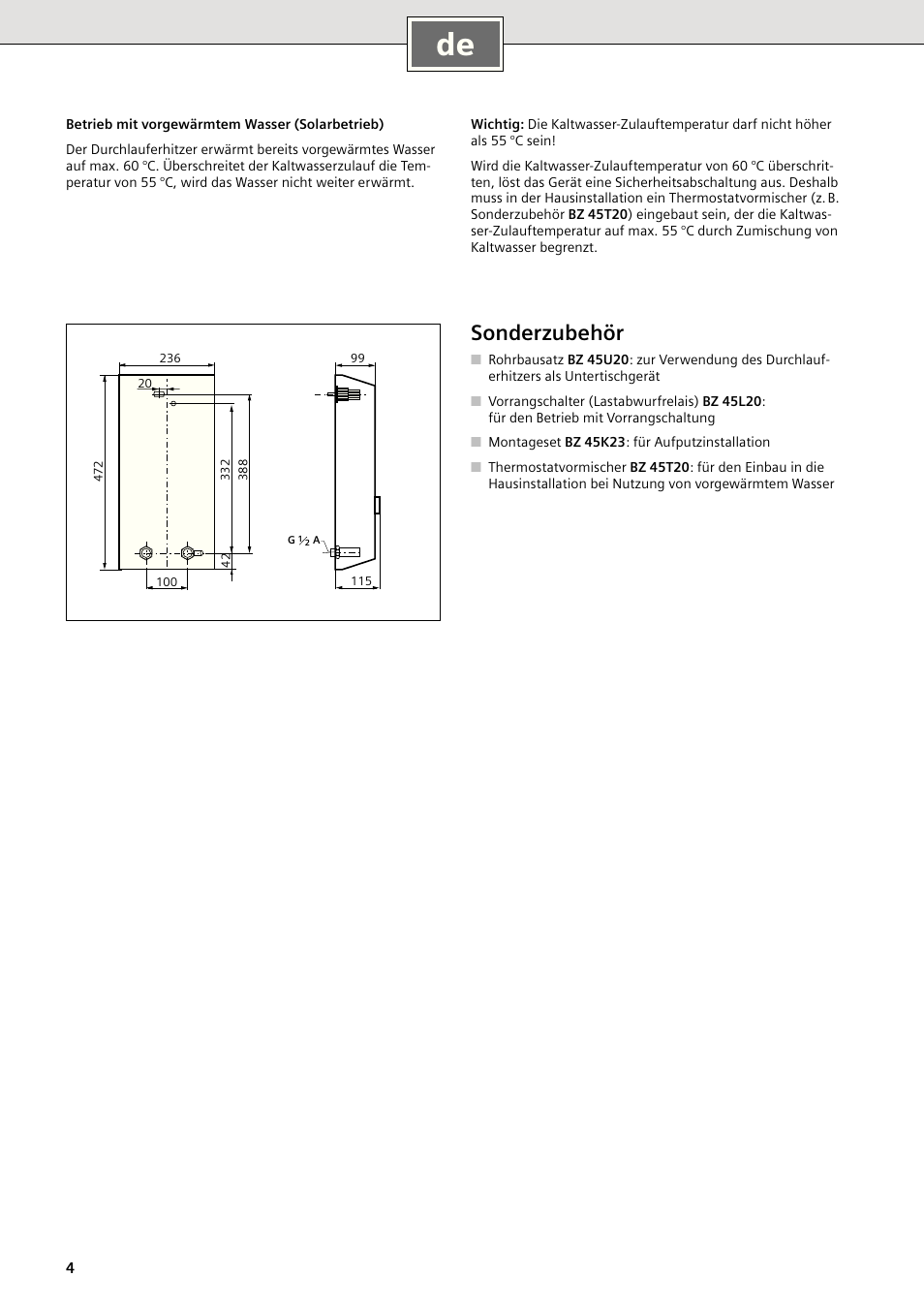 Sonderzubehör | Siemens DE1821415 User Manual | Page 4 / 52