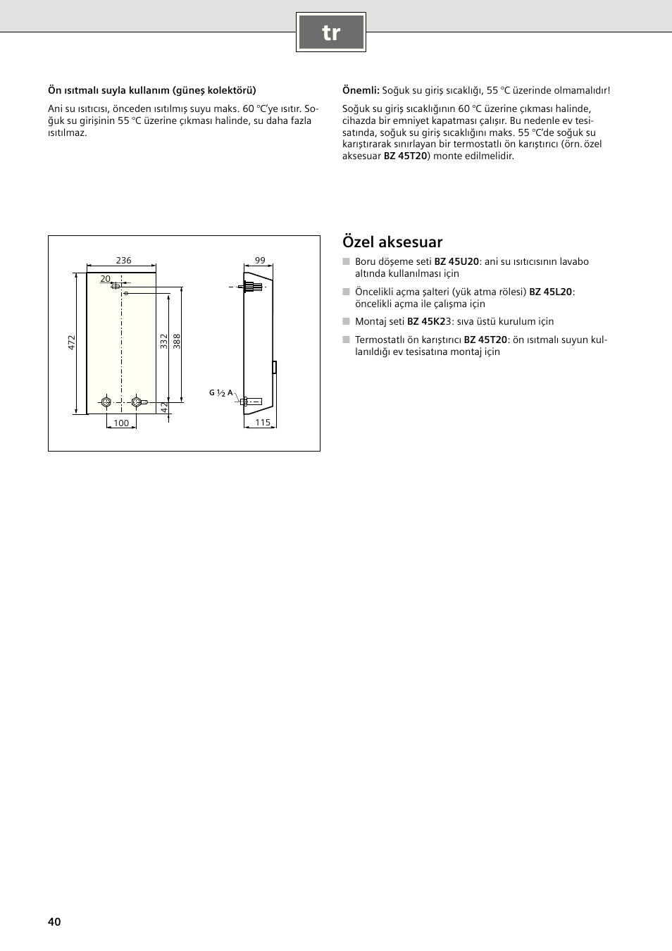 Özel aksesuar | Siemens DE1821415 User Manual | Page 48 / 52