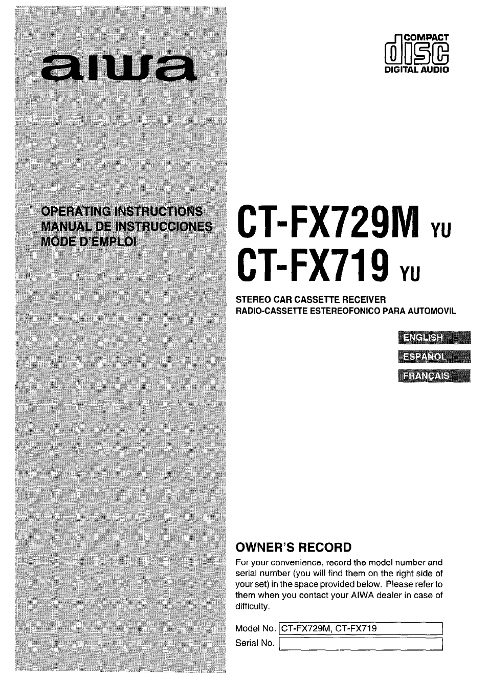 Aiwa CT-FX729M User Manual | 56 pages