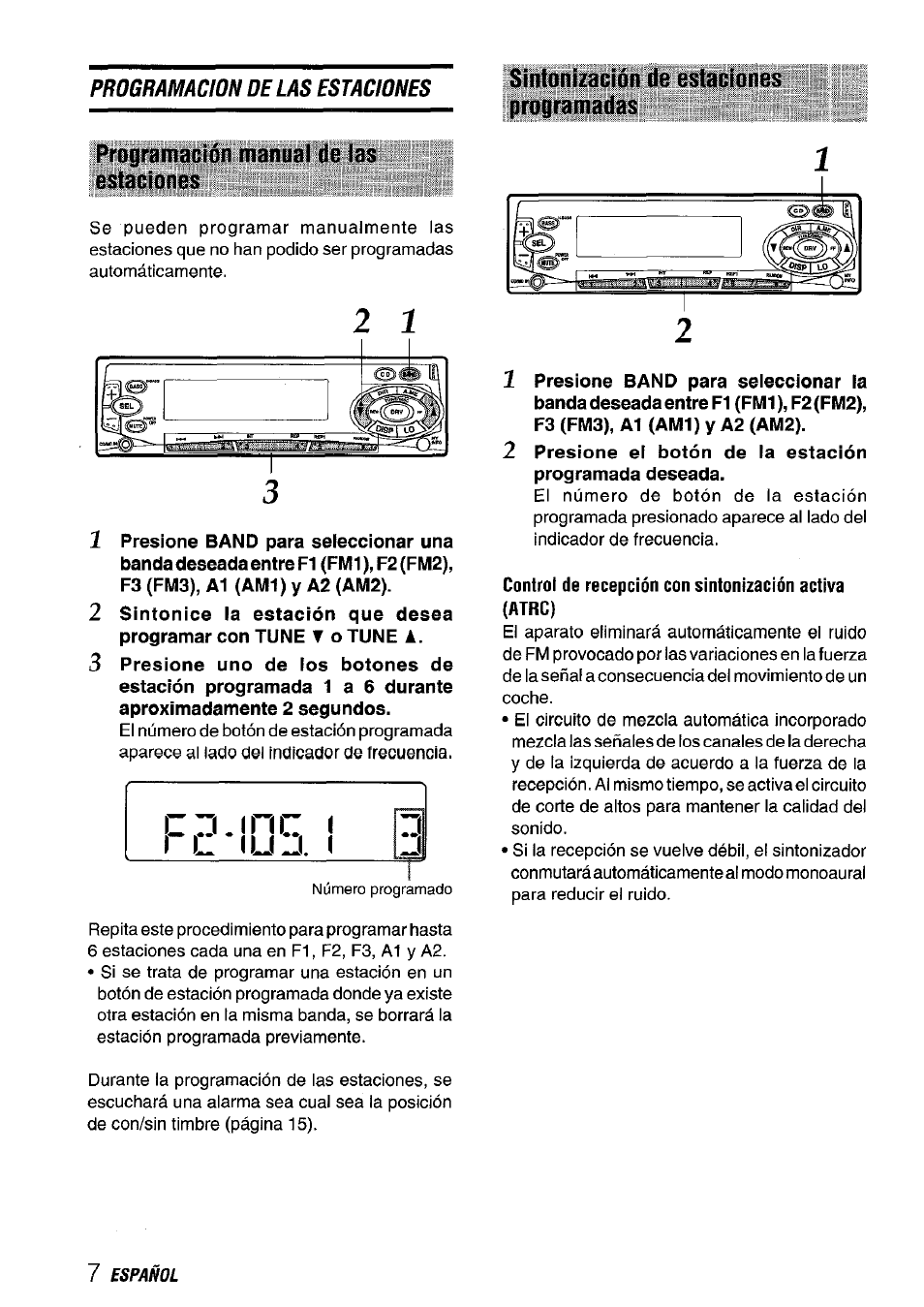 Programación manual de las estaciones, Sintonización de estaciones programadas | Aiwa CT-FX729M User Manual | Page 26 / 56