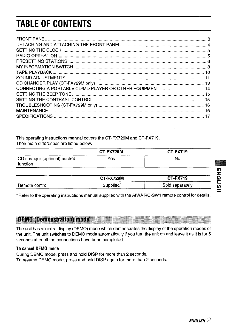 Aiwa CT-FX729M User Manual | Page 3 / 56